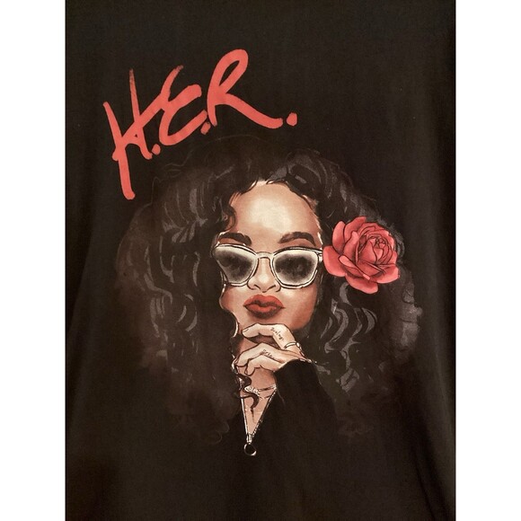 Vtg H.E.R. Band Concert Tour Graphic T-shirt Sony Music Sz XL Black  Hip Hop - Picture 1 of 7